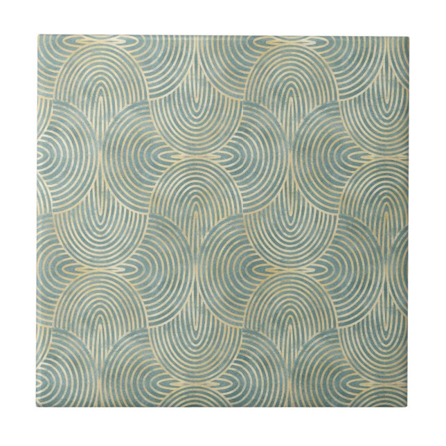 Carreau Beautiful ,fan,art deco, pattern,green colors,gre (Devant)