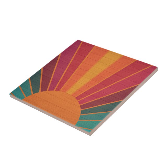 Carreau Beautiful Sunny Sun Rays Southwestern Folk Art (Côté)