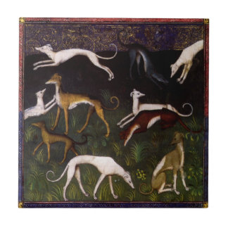 Carreau Beaux-arts médiévaux de lévriers