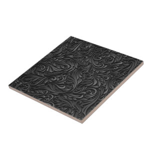 Carreau Beaux Feuilles à fleurs foncées - Art Wood Carvi