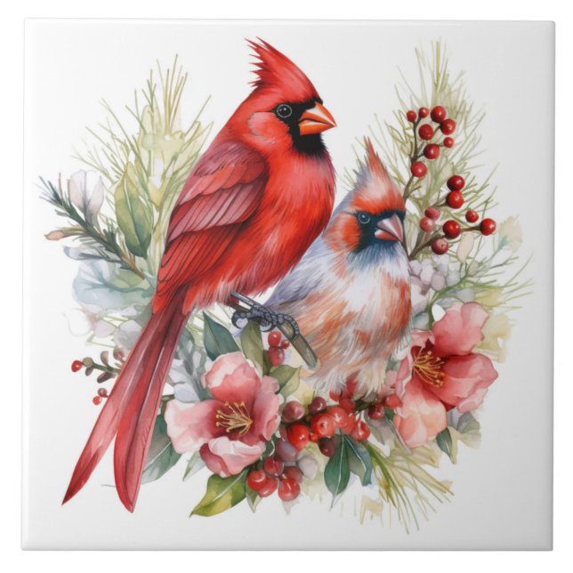 Carreau Beaux oiseaux cardinaux (Devant)