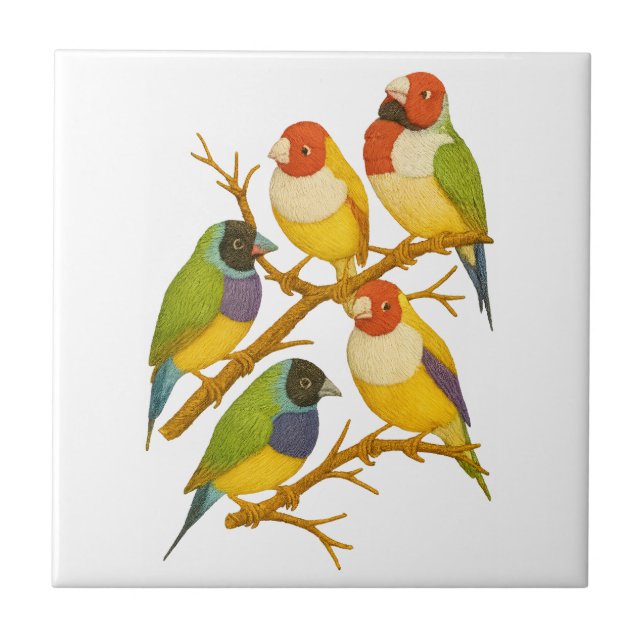 Carreau Beaux oiseaux sur la branche (Devant)