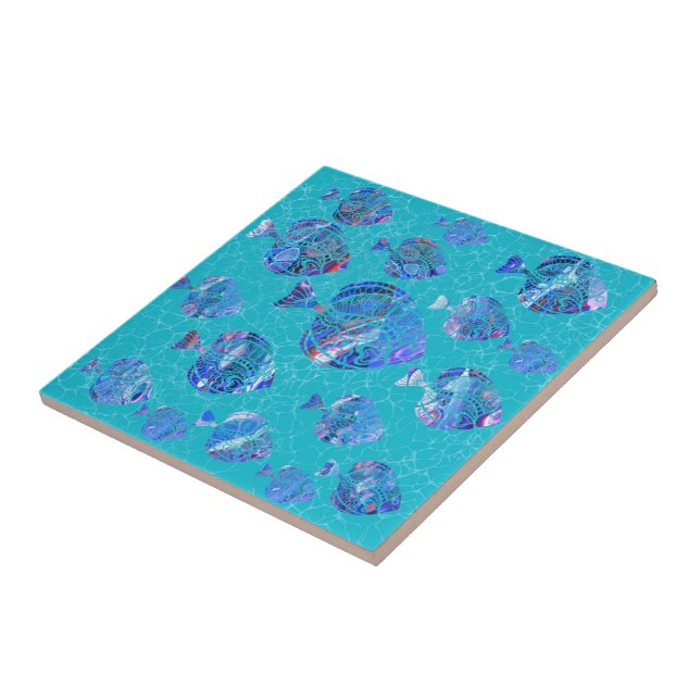 Carreau Beaux Poissons Carrelage en céramique bleu Turquoi (Côté)