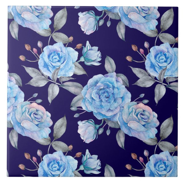 Carreau Beaux roses bleus, arrière - plan rose pastel, (Devant)