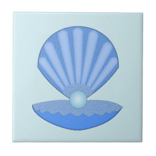 Carreau Bébé bleu Coquille d'huîtres et Pearl