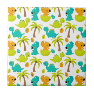 Carreau Bébé dinosaure mignon Triceratops Dino oeufs palmi