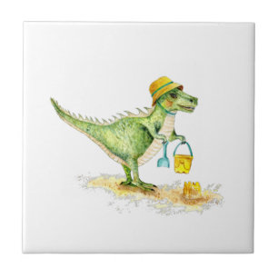 Carreau Bébé Dinosaure T-Rex sur la plage