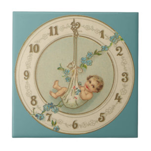 Carreau Bébé du Nouvel An Horloge Vintage