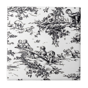 Carreau Bébé noir et blanc antique Toile