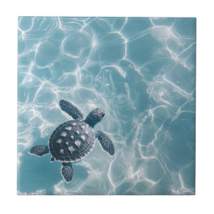 Carreau Bébé tortue de mer dans l'eau claire