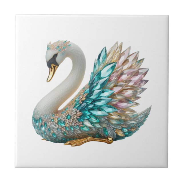 Carreau Bedazzled Diamond Swan Gold Crystal Bling (Devant)