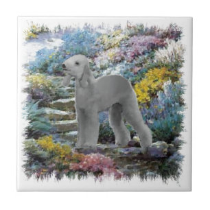 Carreau Bedlington Terrier Summer Garden Art