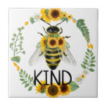 Carreau Bee Genre Tournesols Peint Carrelage en céramique<br><div class="desc">Carrelage en céramique d'abeille et tournesols peints pour encourager et promouvoir la bonté.</div>