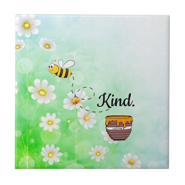 Carreau Bee kind honey floral green insect (Devant)