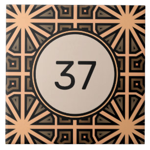 Carreau Beige & Brown Chic Fancy Déco Numéro de la maison 