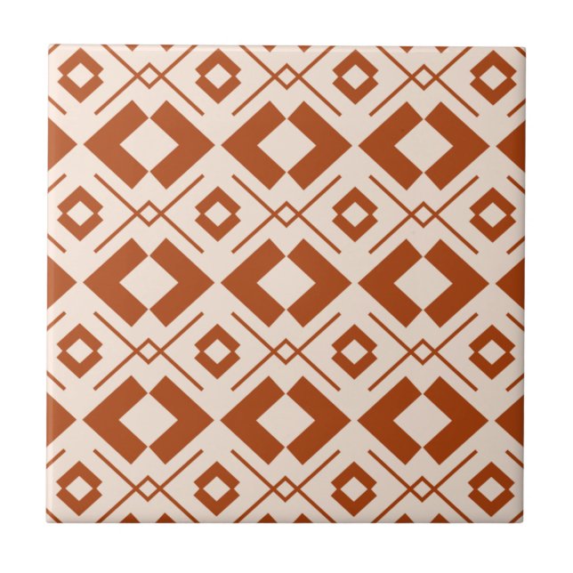 Carreau Beige scandinave et orange brûlé géométrique (Devant)