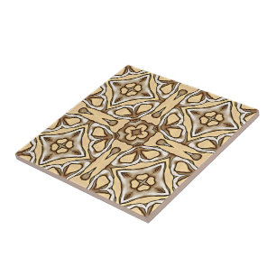 Carreau Beige Tan Brown Taupe Ivory Ethnic Tribe Art