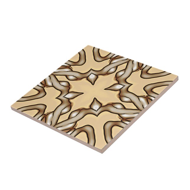 Carreau Beige Tan Brown Taupe Ivory Ethnic Tribe Art (Côté)