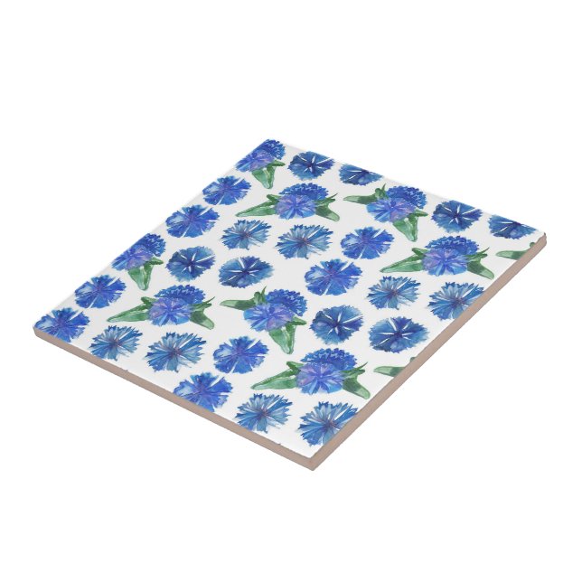Carreau Belle aquarelle bleu cornfleurs (Côté)