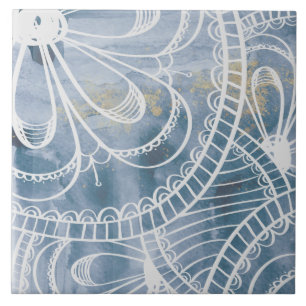 Carreau Belle aquarelle bleu gris style loft artistique