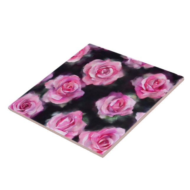 Carreau Belle Aquarelle Moderne Collection Roses Rose (Côté)