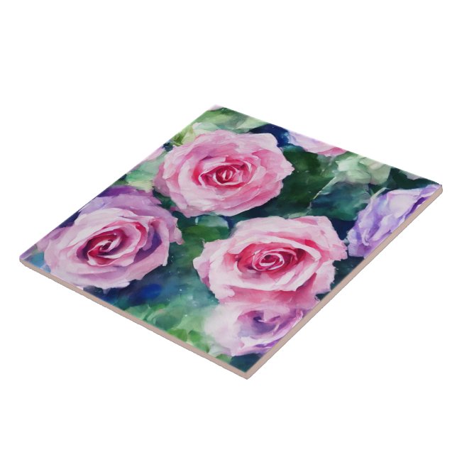 Carreau Belle Aquarelle Rose Rose Collection Populaire (Côté)