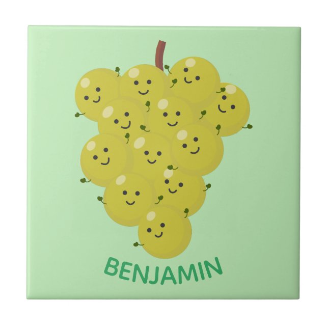 Carreau Belle bande de raisins amusante illustration (Devant)