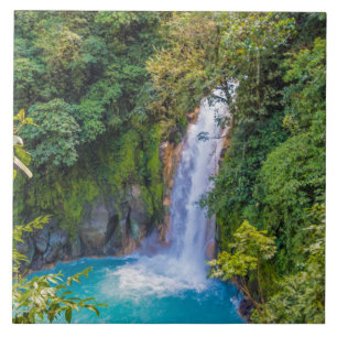 Carreau Belle Cascade bleue relaxante unique dans la jungl