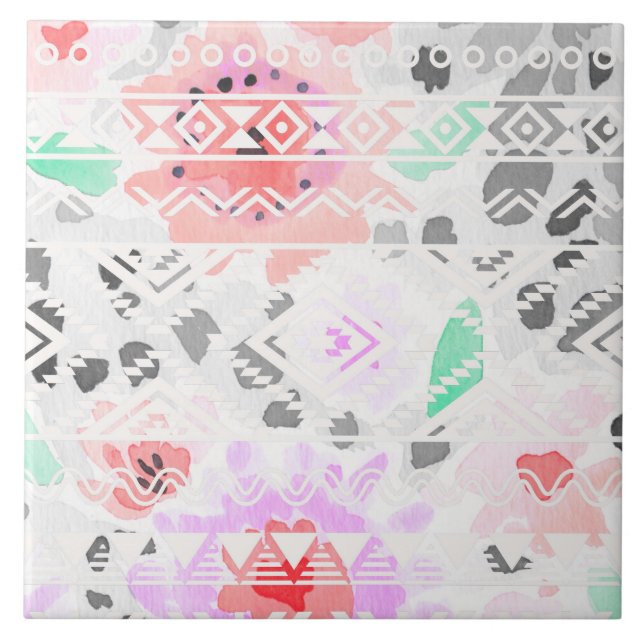 Carreau Belle couleur pastel floral aztec (Devant)
