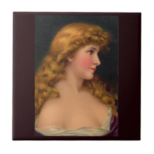 Carreau Belle femme du 19ème siècle aux cheveux longs