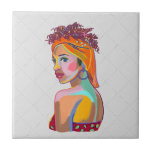 Carreau Belle fille colorée Art abstrait Design