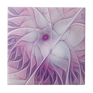 Carreau Belle Fleur rose moderne Fractal Art Abstrait