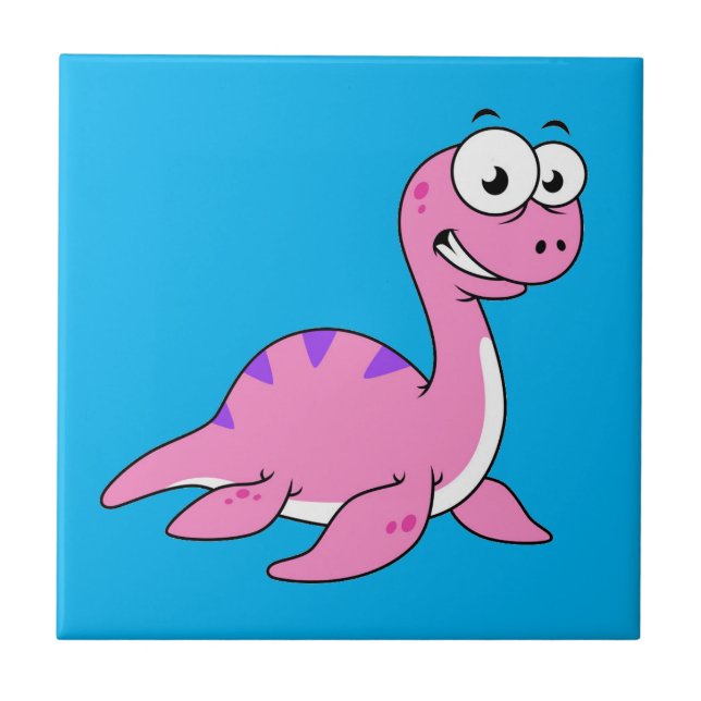Carreau Belle Illustration Du Monstre Loch Ness. (Devant)