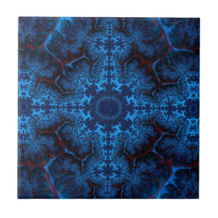 Carreau Belle Lacy Blue Filigree Fractal Abstrait Th