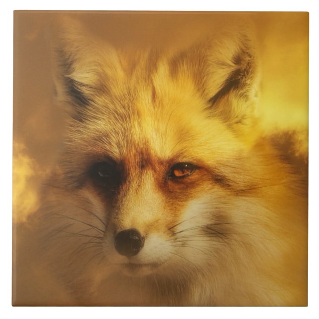 Carreau Belle mosaïque d'art amérindienne Fox (Devant)