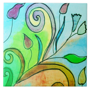 Carreau Belle peinture Abstraite florale numérique