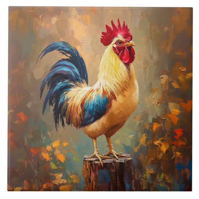 Carreau Belle peinture de coq (Devant)