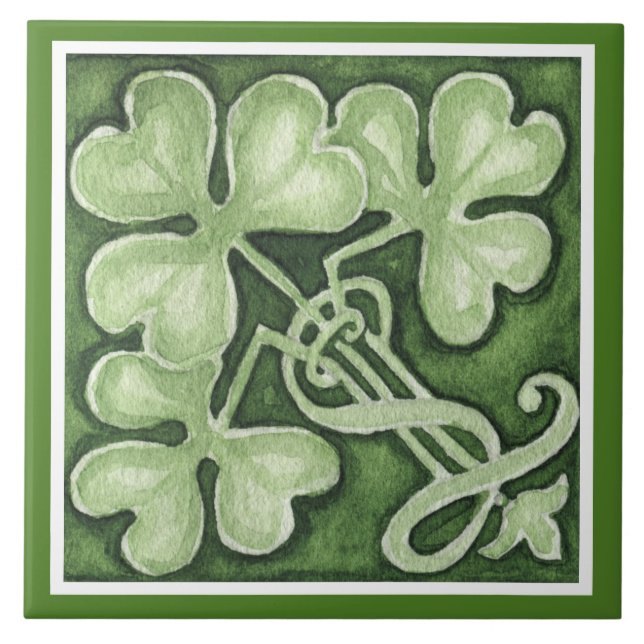 Carreau Belle Shamrock Verte Irlandais Clovers Celtiques (Devant)