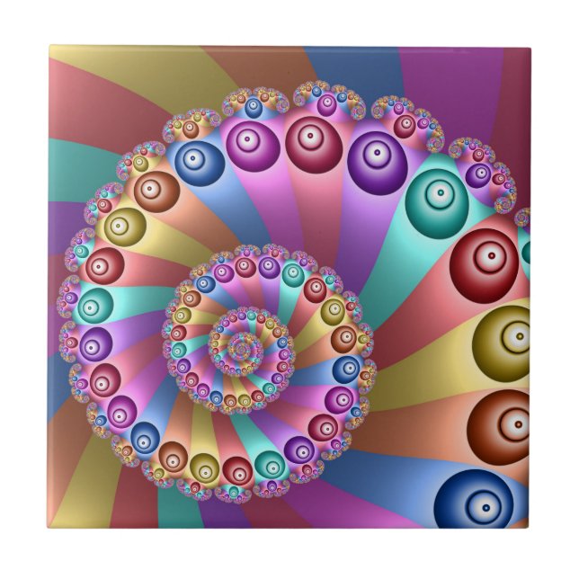Carreau Belles couleurs arc-en-ciel Art fractal Abstrait (Devant)