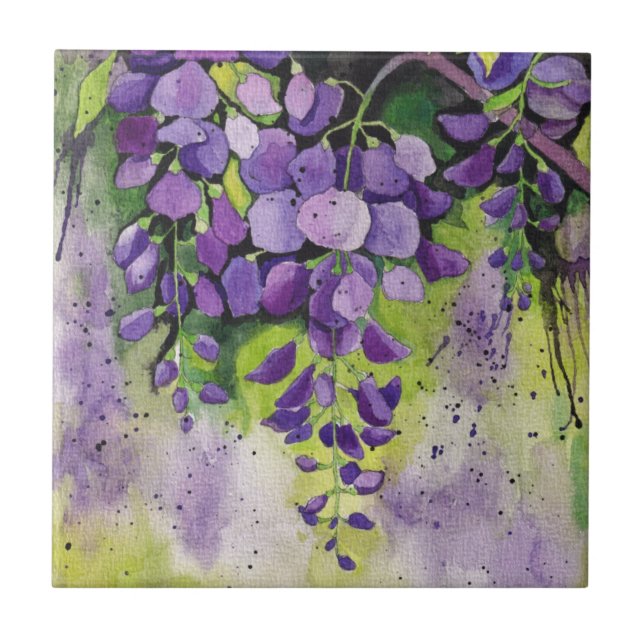 Carreau Belles Fleurs De Wisteria En Aquarelle (Devant)