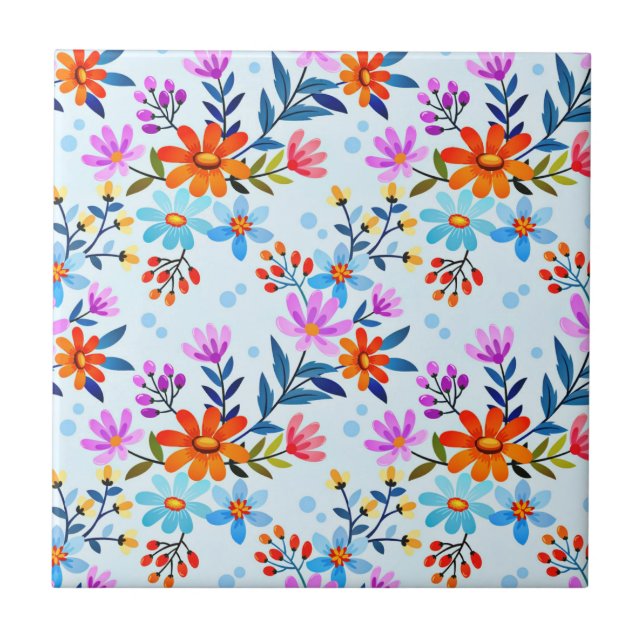 Carreau Belles Fleurs Et Motif Feuille (Devant)
