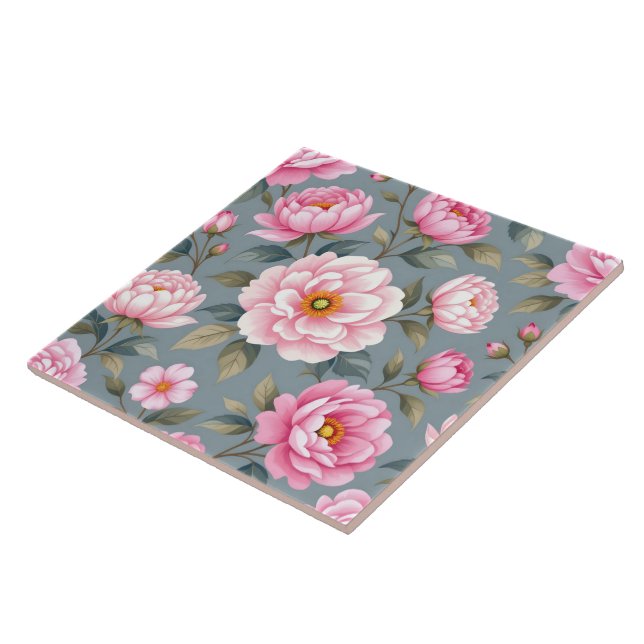 Carreau Belles fleurs roses en fleurs (Côté)