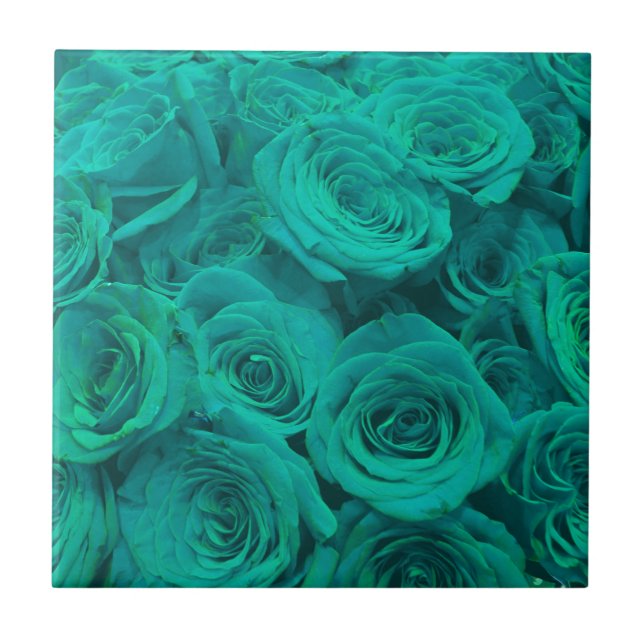 Carreau Belles fleurs turquoises roses turquoises (Devant)