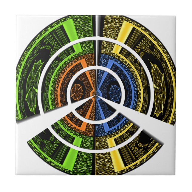 Carreau Belles illustrations circulaires africaines coloré (Devant)