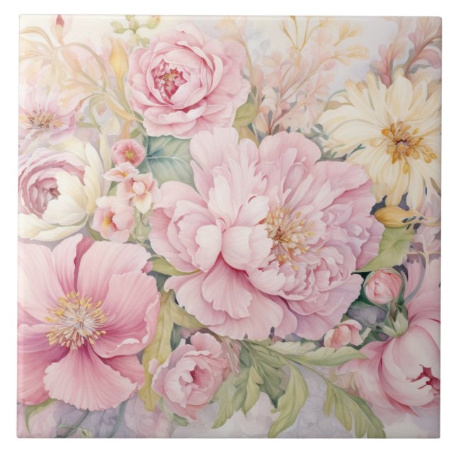 Carreau Belles pivoines roses (Devant)