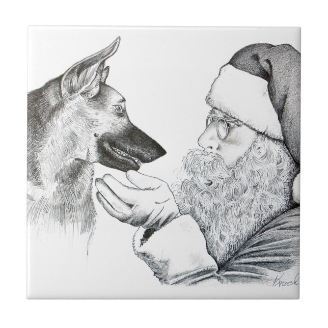 Carreau Berger allemand et Père Noël (Devant)