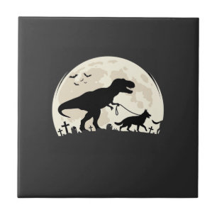 Carreau Berger Allemand Halloween Dinosaure Silhouette Lun