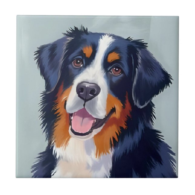 Carreau Bernese Mountain Dog | Watercolor Painting (Devant)