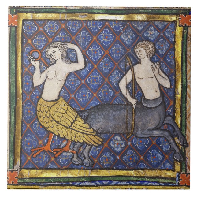 Carreau BESTIAIRE MÉDIÉVAL, HARPY ET CENTAUR Mytholique (Devant)