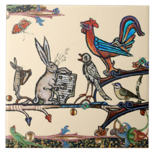 CARREAU BESTIAIRE MÉDIÉVAL LARGE, MUSIQUE FABRIQUANT DES R